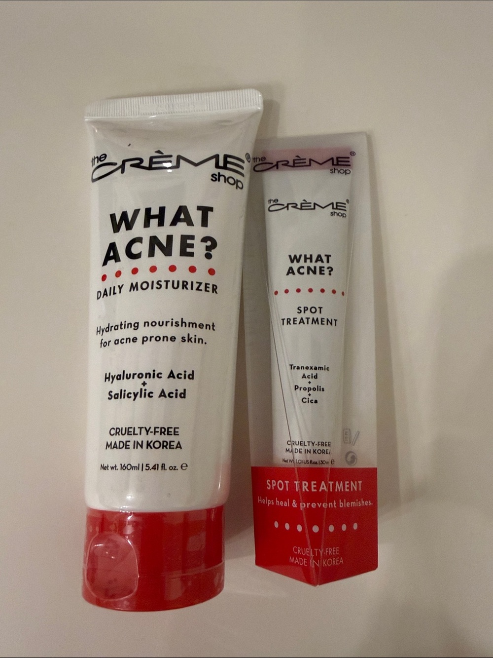 WHAT ACNE? Daily Moisturizer & Spot Treatment — White with Red Accents